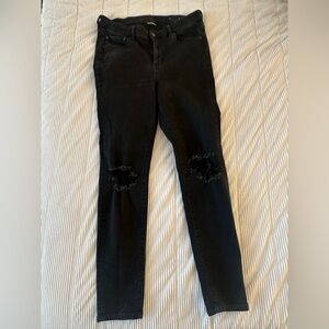 American Eagle Outfitters Black Skinny Jeans with Distressed Knees